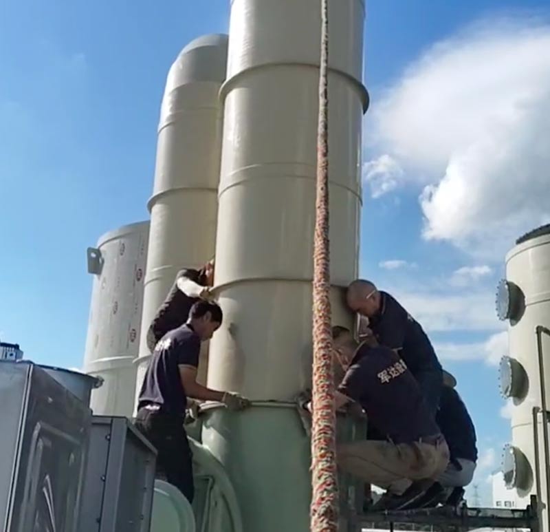 Pemasangan Menara Gas Ekzos untuk Barisan Pengeluaran Penyaduran Elektronik Junda